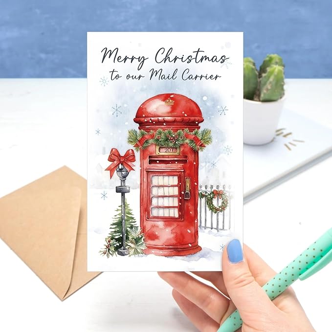 Christmas Card for Mail Carrier, Thank You Holiday Card for Postal Workers, Appreciative Xmas Gift from Neighbor or Family, Warm Holiday Wishes for Mailman/Mailwoman