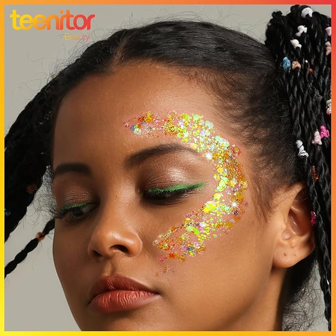 Teenitor Face Glitter Makeup Festival Body Glitter Gel, 12 Colors Face and Body Glitter Gel, Hair Glitter, Glitter for Body Makeup