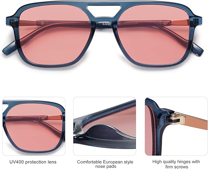 SOJOS Retro Aviator Sunglasses for Women Men,Trendy Rectangle Womens Mens Shades Sun Glasses SJ2202