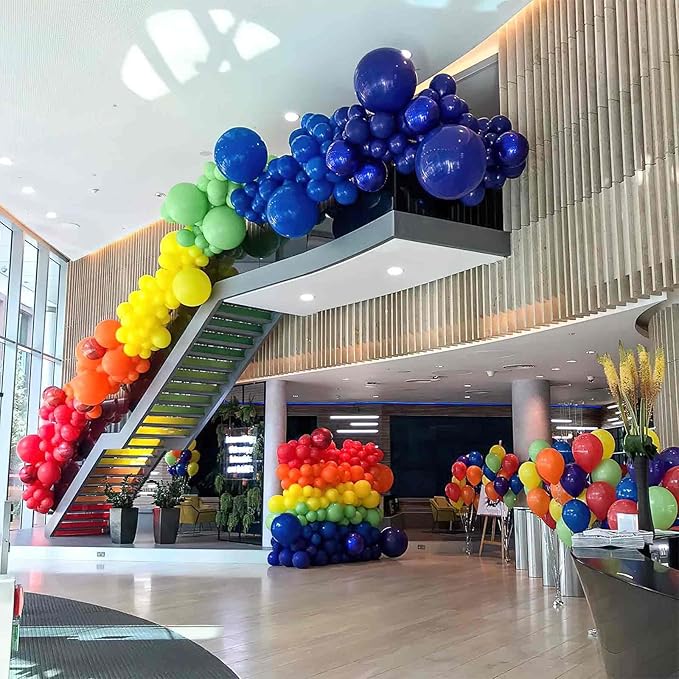 PartyWoo Assorted Colors Rainbow Balloons 50 pcs 12 Inch Multicolor Colorful Latex Helium Balloon for Graduation Baby Shower Unicorn Fiesta Flower Spring Rainbow Theme Birthday Party Decorations