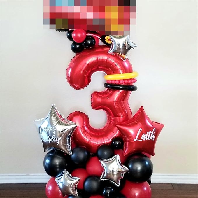 Red Foil Balloon Number 8 for Boys, 40'' Giant Self Inflating Number Balloons Set 0-9, Large Number 8 Helium Balloon for Girls Women 8th Birthday Graduation Anniversary Party Decorations Supplies