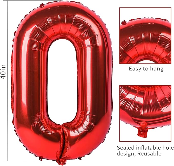Smlpuame 40 inch Number Balloon 0-9 Red Large Number 22 Balloons,Digital Balloons for Birthday Party Celebration Decorations Supplies, Helium Foil Number Balloons for Wedding Anniversary