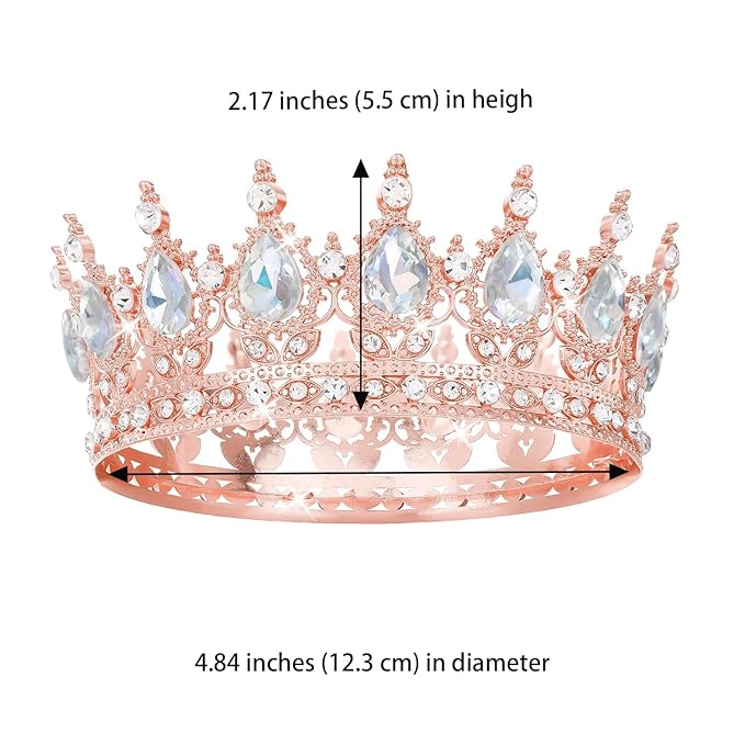 Gold Crown for Women Crystal Tiara and Queen Crown for Girl Wedding Headband for Bride Hair Accessories for Costume Birthday Party Cake Decoration Prom