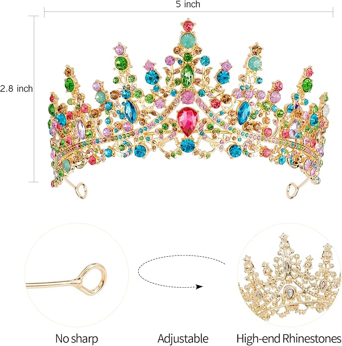VELSCRUN Birthday Tiara Crowns for Women Girls Crystal Birthday Girl Headband Sash Elegant Princess Crown Happy Birth Party Decorations Women Sisters Birth Gift Hair Accessories