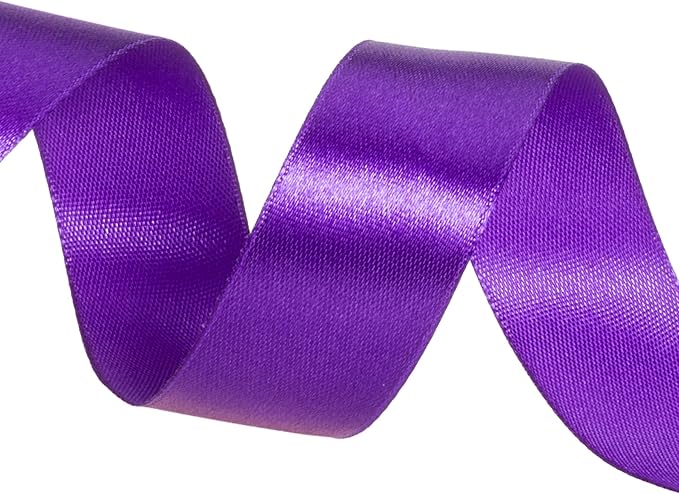 1 Inch Purple Solid Satin Ribbon, 50 Yards Craft Fabric Ribbon for Gift Wrapping Floral Bouquets Wedding Party Decoration