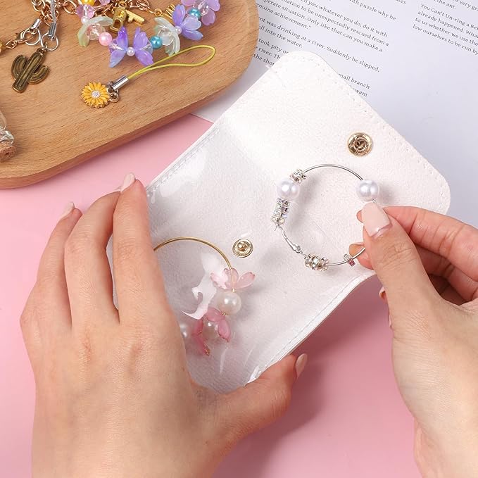 6 Pcs 3.7'' Mini Travel Clear Jewelry Bags Luxury Small Gift Jewelry Pouches Snap Button Envelope Style Packaging for Women