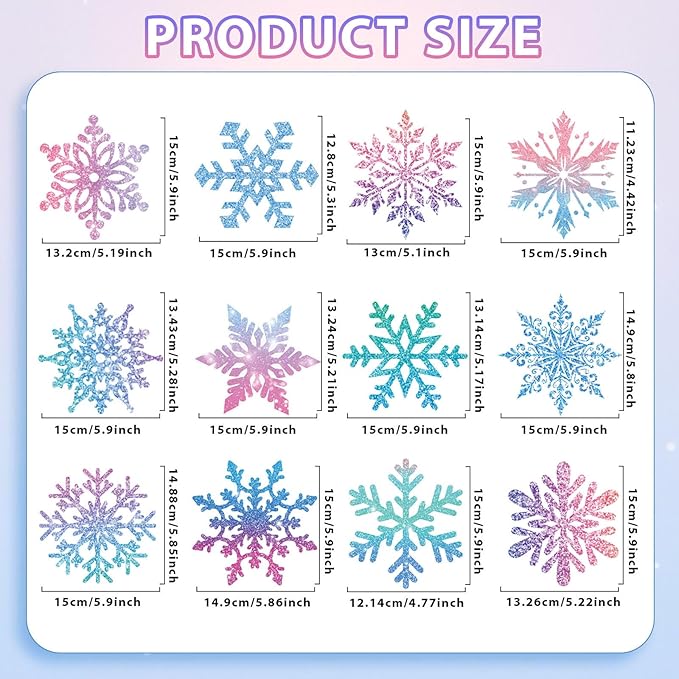 30Pcs Winter Snowflake Hanging Swirl, Frozen Snowflake Ceiling Streamers Hanging Decorations for Christmas Winter Wonderland Frozen Party Supplies