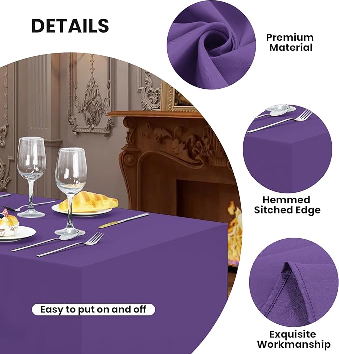 Ascoza 2 Pack Fitted Tablecloth for 4 Foot Rectangle 48 x 24 Inch Purple Table Covers Water Resistant Polyester Cloth for Folding, Parties,Display, Trade Show (Purple)