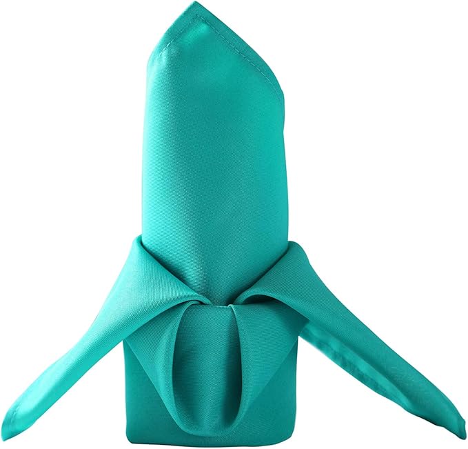 50pcs Polyester Cloth Napkins - 17 x 17 inch Turquoise Dinner Washable Napkins with Hemmed Edges for Restaurant/Wedding/Hotel(50,Turquoise)
