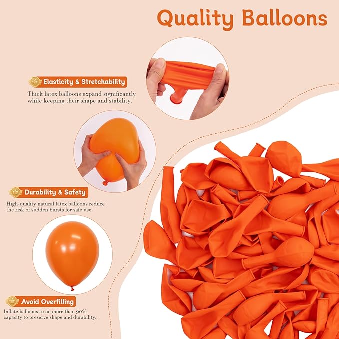 Orange Balloons, 60 PCS Orange Balloons 12 Inch Latex Balloon for Birthday Party Decoration, Wedding, Baby Shower, Anniversary, Summer Party Decoration and Balloon Garland