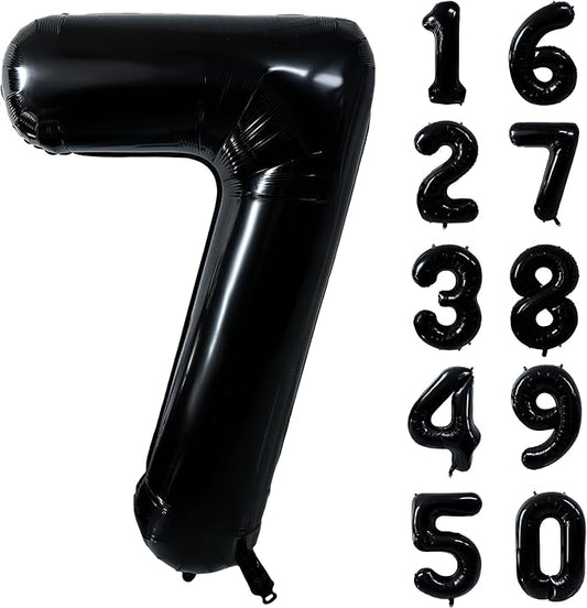 40 inch Black 7 Number Balloon Giant Foil Helium Balloons Black Large Digital Balloon 7 Number 7 Balloons for 7th Birthday Party Decorations Anniversary Events Decoration Supplies