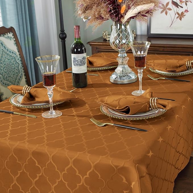 SASTYBALE Fall Jacquard Napkins 20x20 Inch - Flower Pattern Brown Polyester, Spill Proof Wrinkle Resistant, Tabletop Decor for Thanksgiving Turkey Dinner, Fall Kitchen Dining & Holiday Parties