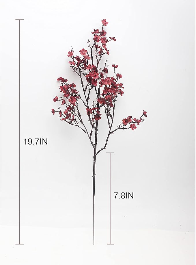 Babys Breath Silk Artificial Flowers Bulk 20pcs for Fall Decor Fake flower bouquet Bulk for Home Kitchen Indoor Bouquet Floral Arrangement Table Centerpieces Party Decor(Burgundy Red 20pcs)