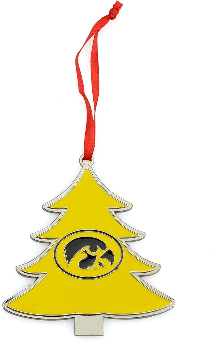 Iowa Hawkeyes Tree Shaped Metal Christmas Ornament