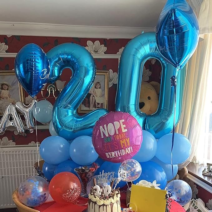 40 inch Blue Number Balloon Giant Foil Helium Balloons Blue Number 2 Balloon for 2nd Birthday Party Decorations