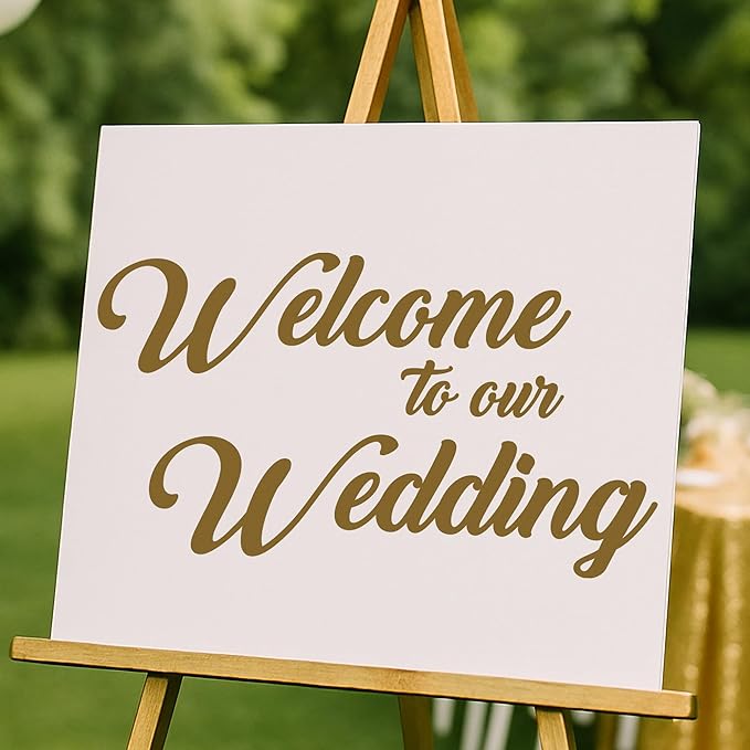 EGD Welcome to Our Wedding Vinyl Decal | Wall Sticker for Wedding & Event Backdrops | Special Decor for Reception and Ceremony | 25" Wide Size (D. Wedding)