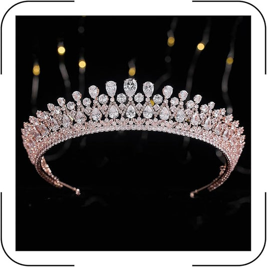 QXMYOO Vintage Women Wedding Tiaras Silver Cubic Zirconia Pageant Crowns Sweet 16 Birthday Prom Party Quinceanera Crowns Bridal Hair Accessories