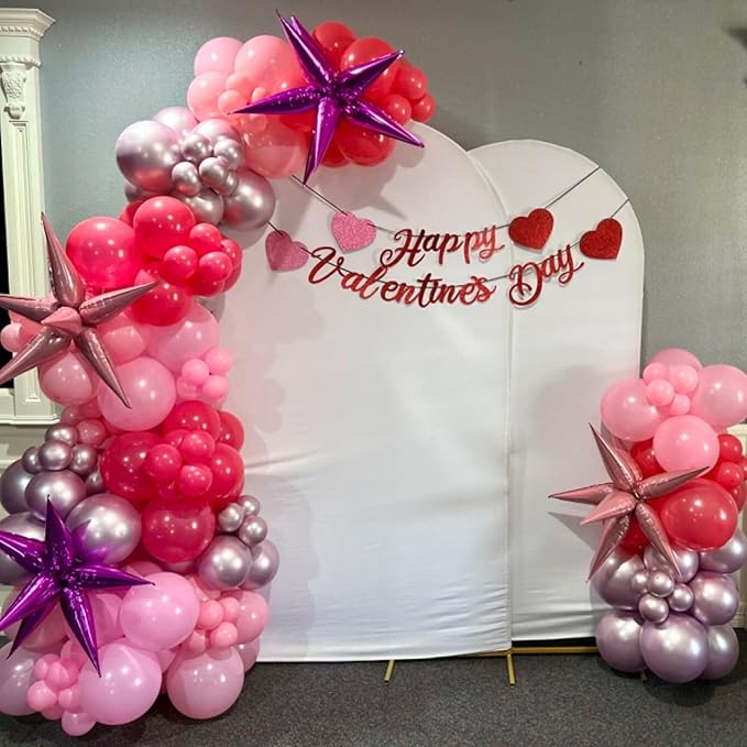 Pink Balloons Set 12 Inch Hot Pink and White Balloons 35 Pcs Rose Red Light Metallic Pink Confetti Balloon for Girls Women Princess Valentines Engagement Wedding Baby Shower Birthday Party Decorations
