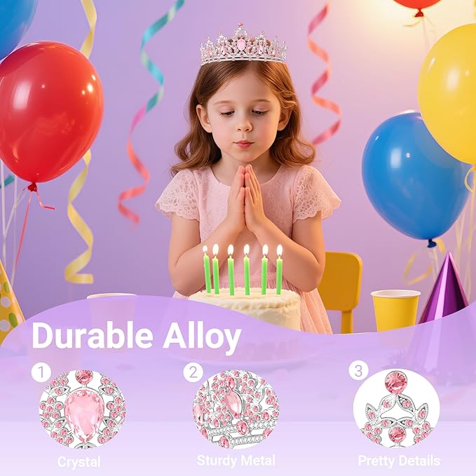 Tiara Crown for Women, Queen Tiara for Birthday Prom Bridal Party Custome Pink