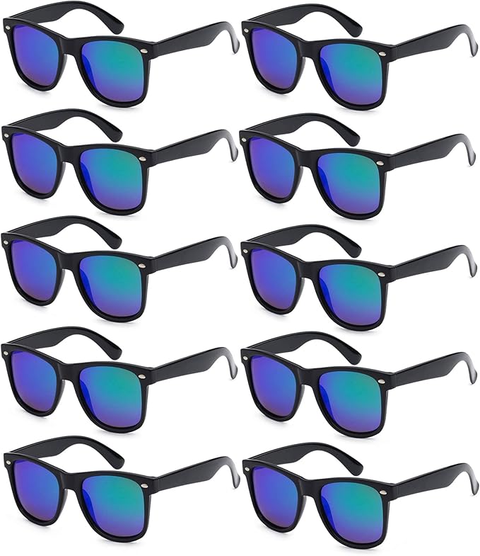 Fsmiling Black Sunglasses Bulk Adult Party Sunglasses 80s Sunglasses Pack for Men Women Party Favors -10Pack