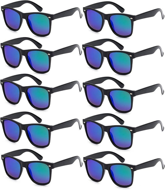 Fsmiling Black Sunglasses Bulk Adult Party Sunglasses 80s Sunglasses Pack for Men Women Party Favors -10Pack