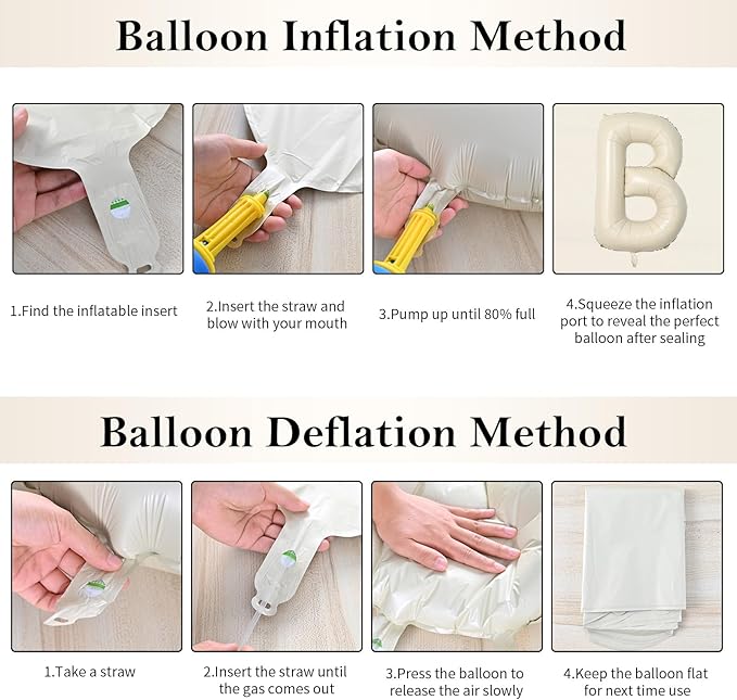 Biapian 40 Inch Baby Letter Balloons, Cream Foil Balloons Big BABY Balloons, 4 Pcs Giant Foil Large Aluminum Balloon Helium for Birthday, Baby Shower, Wedding, Gender Reveal Party Decorations (Cream)
