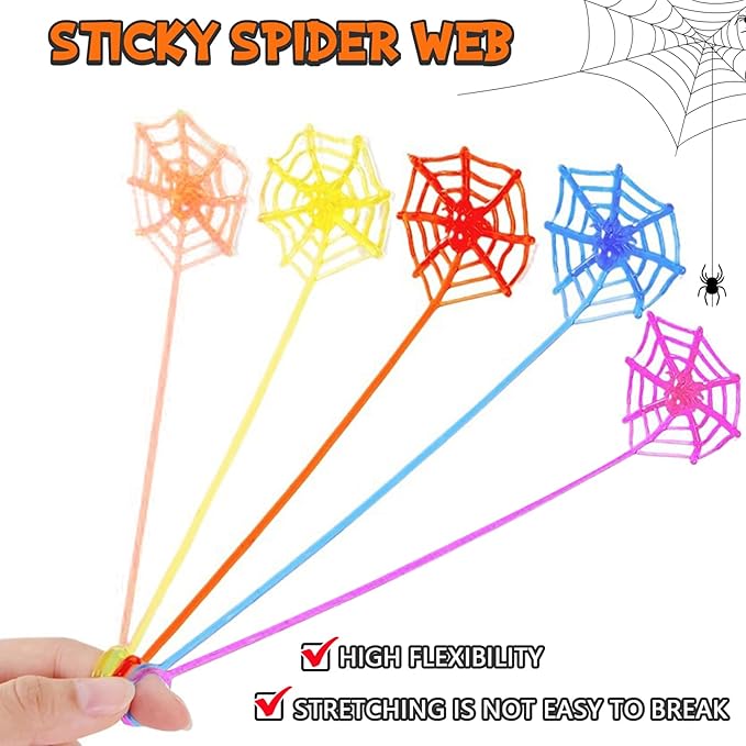 50 Pcs Spider Web Sticky Hands for Kids Bulk Halloween Party Favors Decorations,Pinata Stuffers for Kids,Spider Webs for Classroom Prizes,Halloween Goodie Bags Stuffers Sticky Hands Toys for Boys Girl