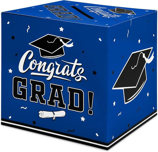Gatherfun Graduation Decorations 2025 Graduation Box Graduation Card Box for Graduation Gift Graduation Party Favors Decor Party Supplies Blue