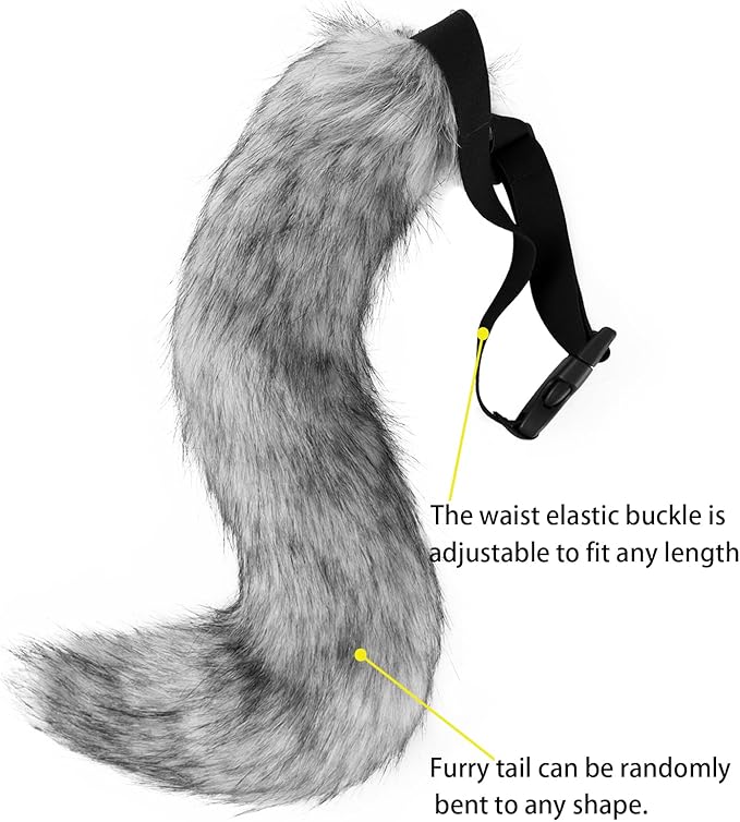 Adolala Faux Fur Fox Tail Cat Wolf Set Plush Mask Fluffy Paw Gloves Halloween Christmas Party for Women