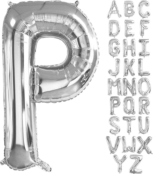Lovoir 40 Inch Large Silver Letter P Balloons Big Size Jumbo Mylar Foil Helium Balloon for Birthday Party Celebration Decorations Alphabet Silver P