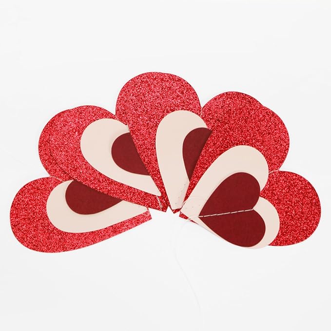 Pink Burgundy-Red Party-Decorations Garland - 52Ft Proposal Special Night Galentines Heart Paper Streamers Banner,Bachelorette Bridal Shower Engagement Wedding Decor Lasting Surprise