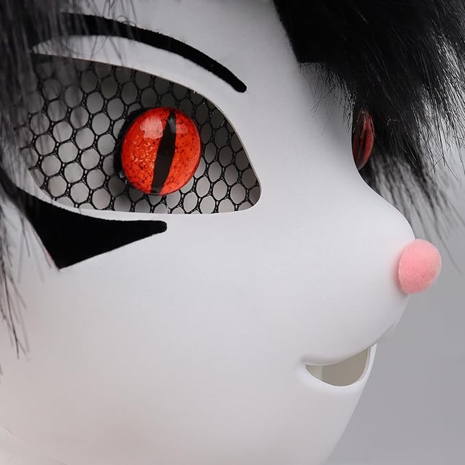 Faux Fur Animal Fox Cow Horn Face Mask for Masquerade Halloween Party Cosplay Costume Accessory