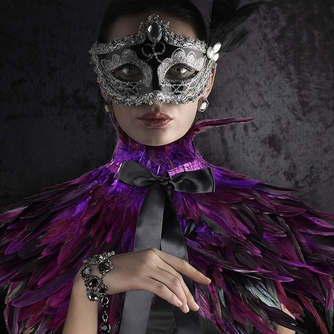 Gothic Natural Feather Shrug Feather Shawl Wrap Cape Victorian Collar for Halloween Cosplay Party Costume Accessories