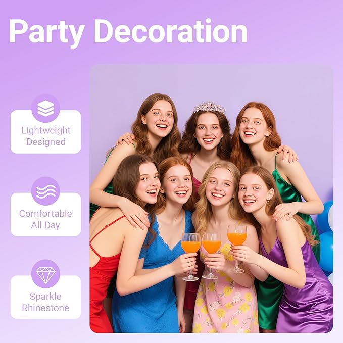 Tiara Crown for Women, Queen Tiara for Birthday Prom Bridal Party Custome Pink