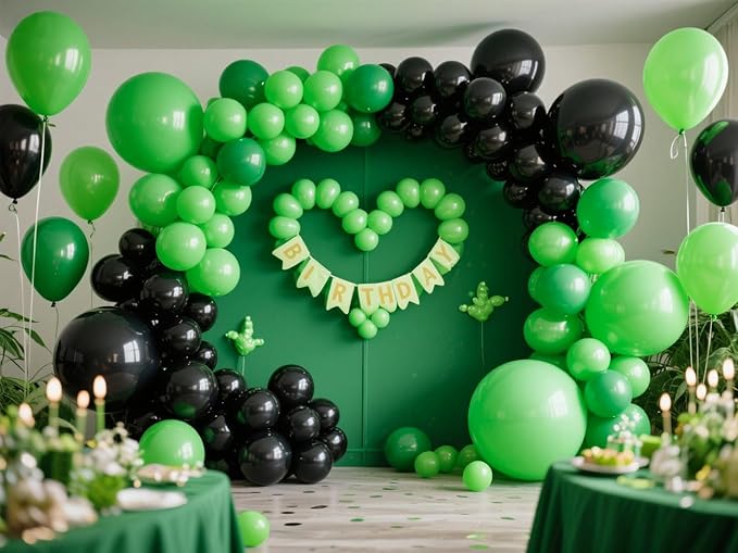Green Balloons 145pcs Different Sizes 18 12 10 5 Inch for Birthday Wedding Baby Shower Jungle Summer Theme Anniversary Celebration Decoration
