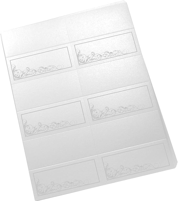 Scribble Vintage Swirl Printable Place Cards, Silver (Choose Color), Set of 60 (10 Sheets), Laser & Inkjet Printers - Wedding, Party, Dinner, and Special Events - Made in the USA