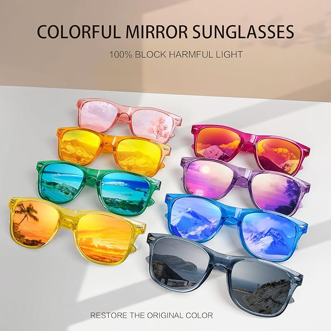 Pibupibu Neon Colors Party Favor Supplies Unisex Sunglasses Pack of 8