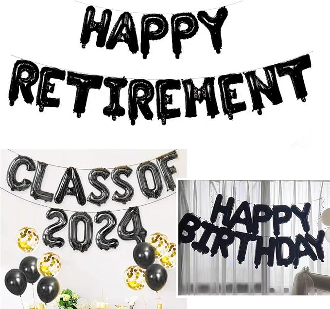 [85 PCS] 16" Foil Personalized Name Happy Birthday Balloons Letters, Mylar Aluminum Custom Name and Age Letter Balloons, 2 Sets A- Z & 0-9 for Birthday Party Graduation Wedding Holiday Event (Black)
