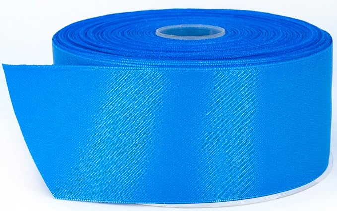 Blue Satin Ribbon, 2" x 50 Yards, Double Face Solid Color, Thick and Durable Ribbon Roll, 100% Polyester for Gift Wrapping, Crafts, Hair and Decorations