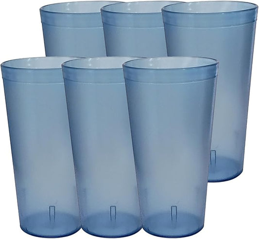 Party Outlaw Light Blue Plastic Cup Tumblers 6 Pc 12oz Lightweight, Heavy Duty Stackable Cafe Style Plastic Glasses. Reusable & Dishwasher Safe Ice Tea & Water Cupsafe Ice Tea & Water Cups