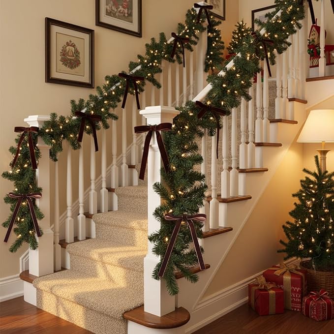 Yilloog 3/8'' 5/8'' 1'' 90 Yards Christmas Velvet Ribbon Vintage Satin Fabric Velvet Ribbon Roll for Christmas Tree Ornaments Decoration Gift Wrapping Bow DIY Crafts (Coffee)