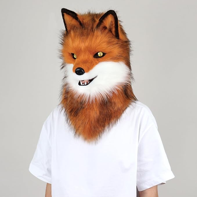 Animal Wolf Mask Cosplay Costume Accessories Furry Faux Fur Dog Fox Full Head Therian Masks Anime Dress up Party
