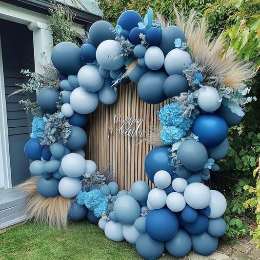 Dusty Blue Balloon Arch Double Stuffed Light Dark Blue Balloons Different Size Blueberry Balloon Garland Kit for Baby Shower Birthday Wedding Bridal Christmas New Year Party Decorations