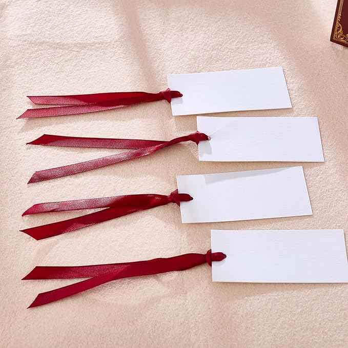 60pcs Name Cards for Table Setting,1.77x 3.74inces Place Cards, Wedding Place Cards.Wedding Name Tags.Present Tags with String Attached.and Reserved Signs for Wedding Seating.(Wine Red)