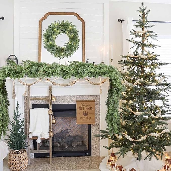 DearHouse Pine Christmas Garland,6Ft WinterArtificial Greenery Garland for Holiday Season Mantel Fireplace Table Runner Centerpiece Decor