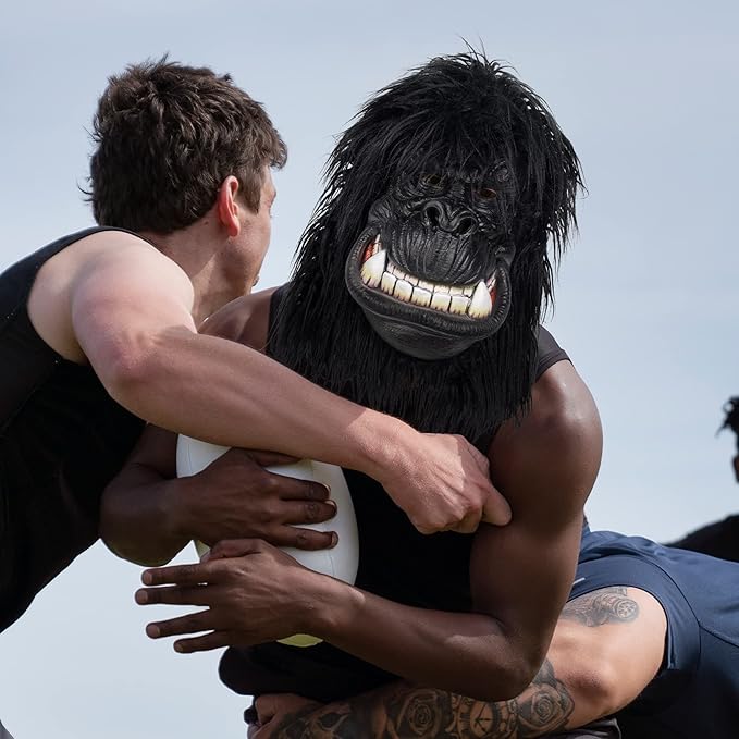 MOKRY PARTY Gorilla Mask Hairy Latex Animal Mask Monkey Head Mask Halloween Carnival Costume Mask
