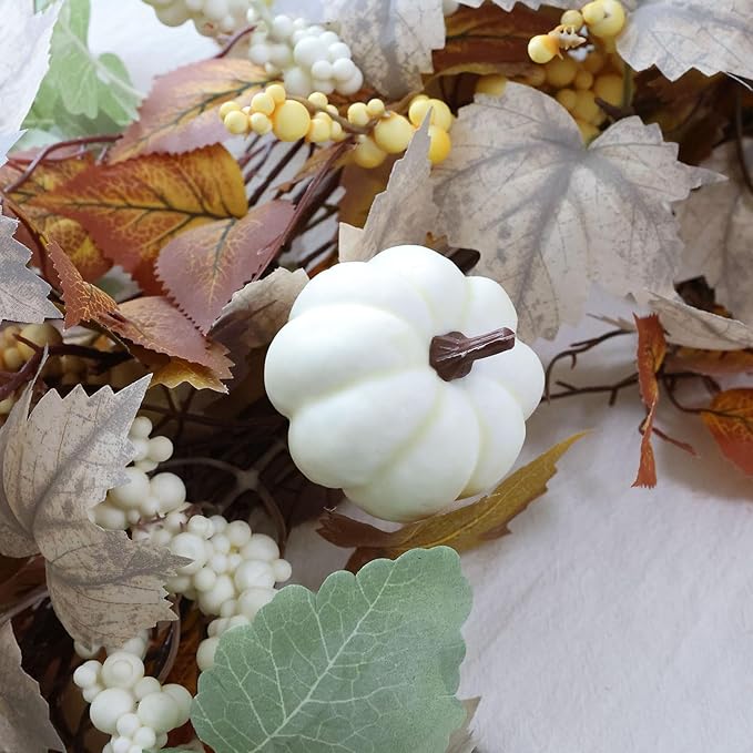 MIZII Fall Decor Artificial Maples Leaf Pumpkin Garland 6FT Autumn Maple Vines Garland Thanksgiving Halloween Harvest Decorations for Home Porch Mantle Fireplace Farmhouse Outdoor Indoor (6FT,Fall)