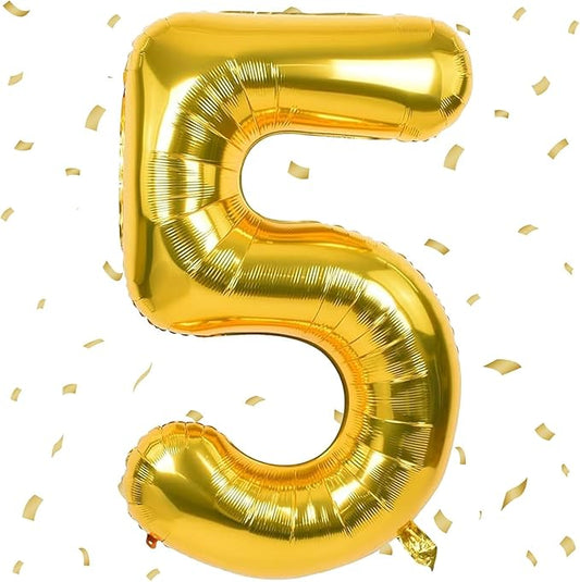 40 inch Gold Number Balloon Giant Foil Helium Balloons Gold Number 5 Balloon for 5th Birthday Party Anniversary Decorations Supplies