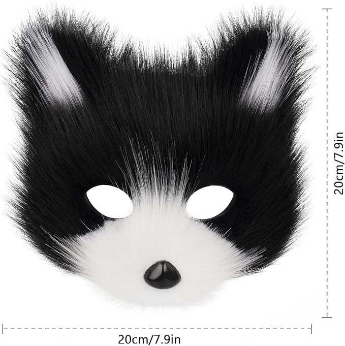 Animal Fox Wolf Mask Halloween Party Cosplay Costumes Props Plush Cat Half Face Masks Carnival Christmas Masquerade