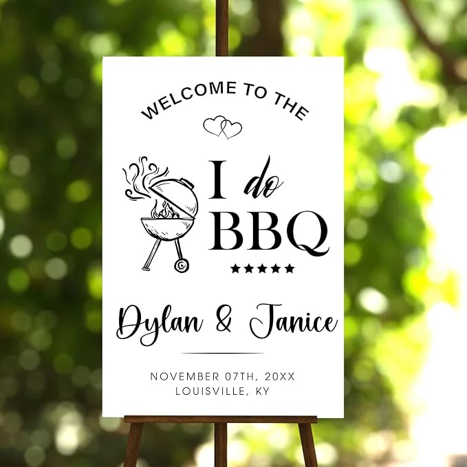 Personalized I Do BBQ Welcome Sign, I Do BBQ Wedding Engagement Party Yard Sign, BBQ Rehearsal Dinner Sign, Couples Shower BBQ Sign, BBQ Yard Sign, BBQ Signs For Outside, I Do BBQ Decorations